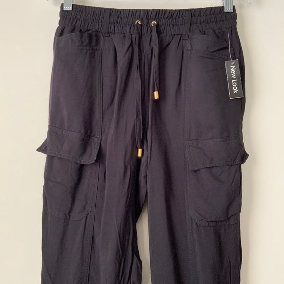 New Look Cargo Jogger Black Elastic Waist Ankle Zip M - Picture 5 of 10